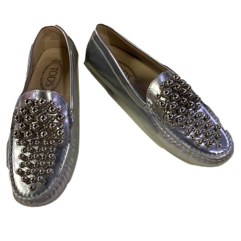 Tod's Patent Leather Studded Loafers, Size 7